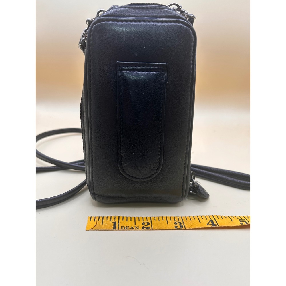 Brighton‎ Black Brown Croc Leather Crossbody Phone Bag Silver/Gold Heart - Picture 10 of 12